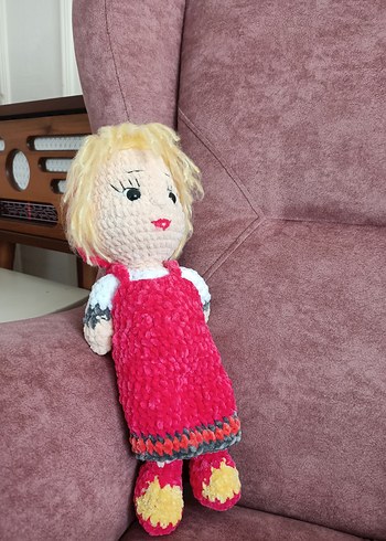 Pembe Örgü Bebek Oyuncak Maşa - Görsel 4