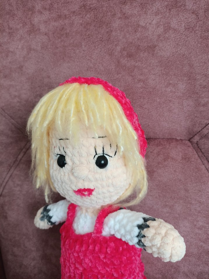 Pembe Örgü Bebek Oyuncak Maşa - Görsel 2