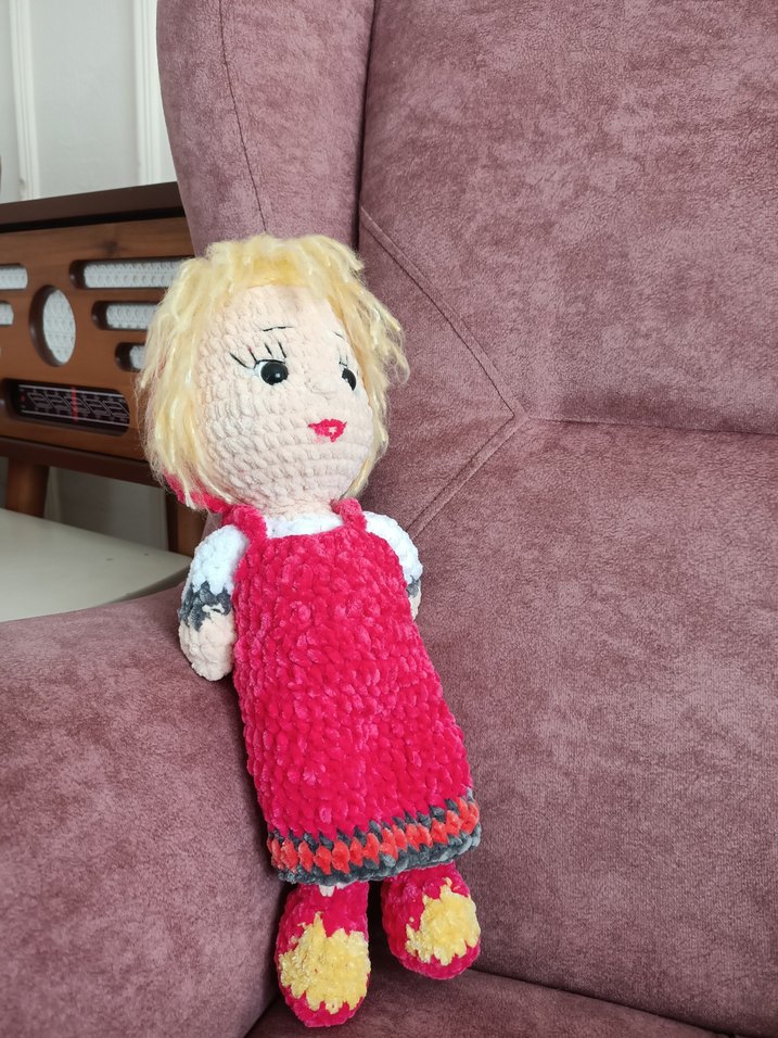 Pembe Örgü Bebek Oyuncak Maşa - Görsel 4