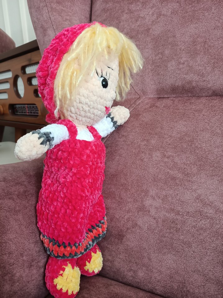 Pembe Örgü Bebek Oyuncak Maşa - Görsel 3