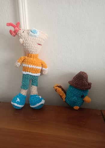 Renkli Kadife Kumaşlı çizgi film karakteri ornitorenk pery - Görsel 5