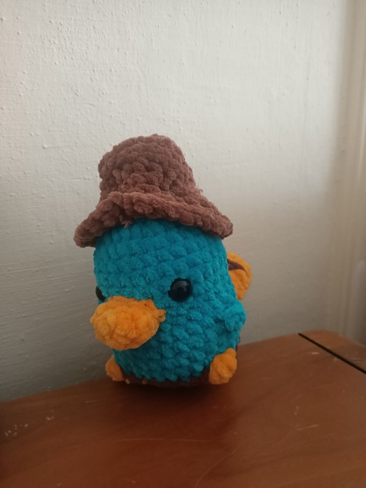 Renkli Kadife Kumaşlı çizgi film karakteri ornitorenk pery - Görsel 3