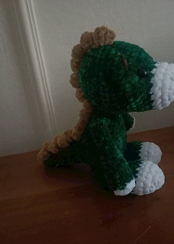 Koyu Yeşil Peluş Dinozor Oyuncak - Görsel 2