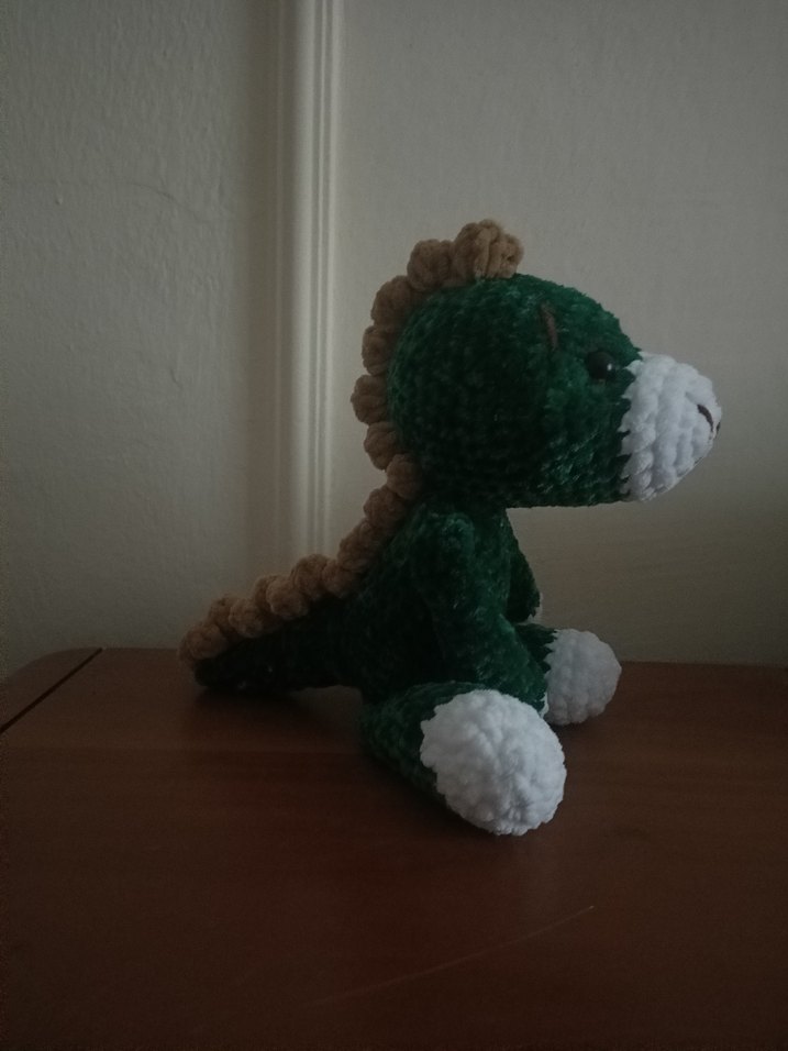 Koyu Yeşil Peluş Dinozor Oyuncak - Görsel 5