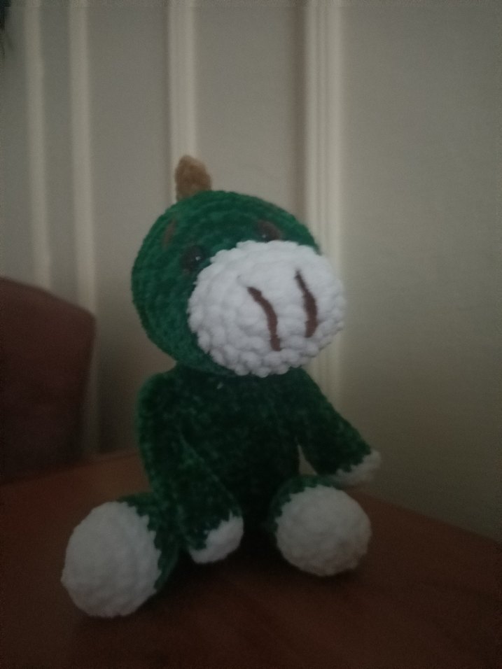 Koyu Yeşil Peluş Dinozor Oyuncak - Görsel 4