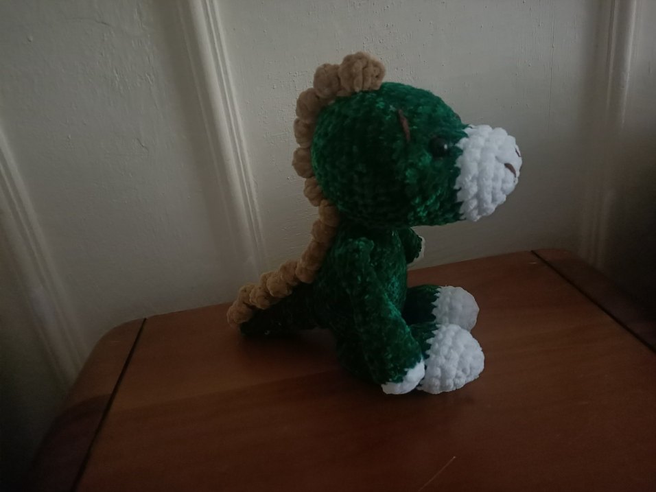 Koyu Yeşil Peluş Dinozor Oyuncak - Görsel 2