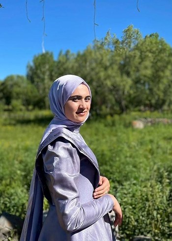 40 Beden Uzun Kol Drapeli Mor Kadın Elbise