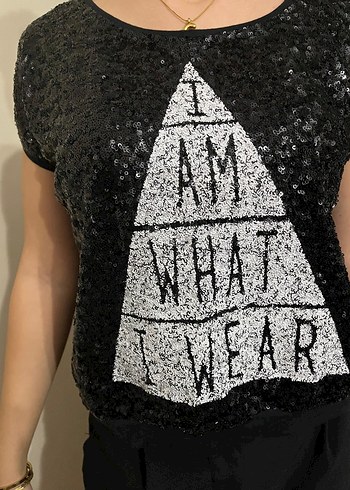 Siyah payet T_shırt - Görsel 2
