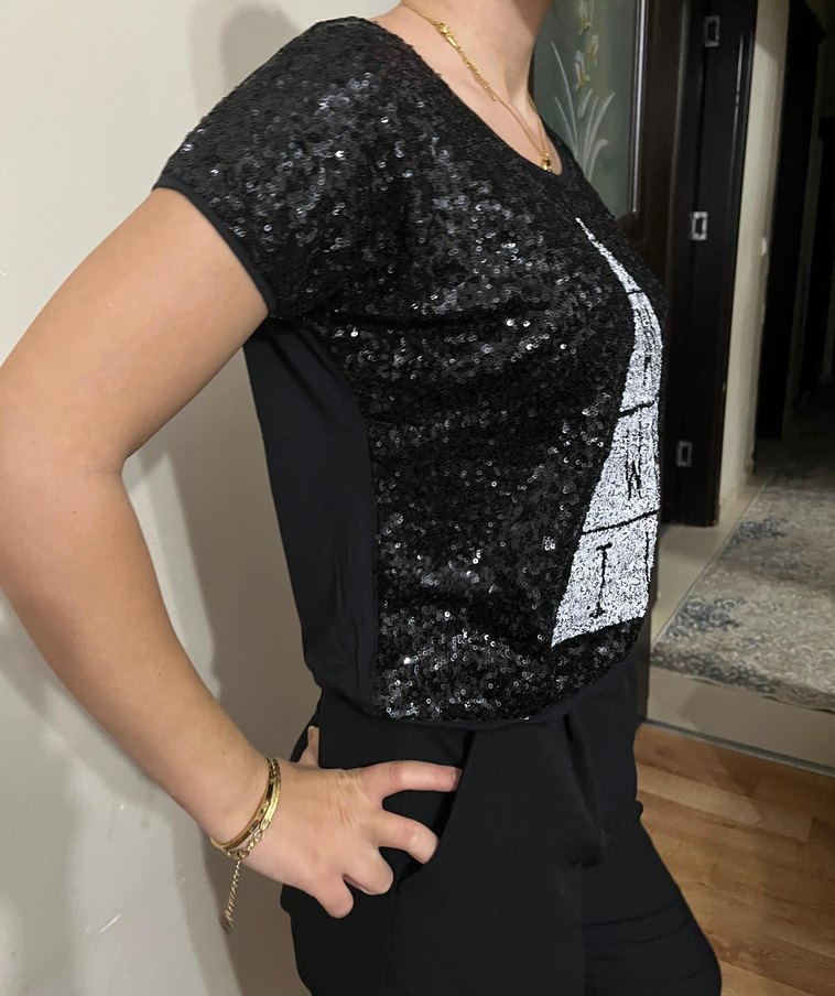 Siyah payet T_shırt - Görsel 5