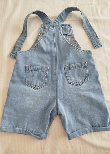 12 aylık Bebekler için Mavi Bol Kesim Kot Salopet - Görsel 2