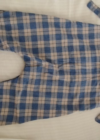 Düğmeli Mavi Ekose Erkek Bebek Tulumu - Görsel 2