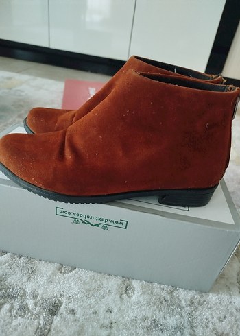 Kahverengi Süet Kadın Bot, Tokalı, Kalın Topuk - Görsel 4