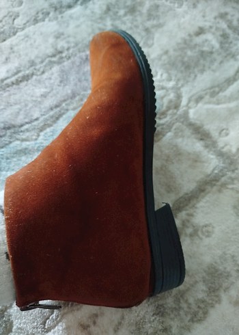 Kahverengi Süet Kadın Bot, Tokalı, Kalın Topuk - Görsel 5