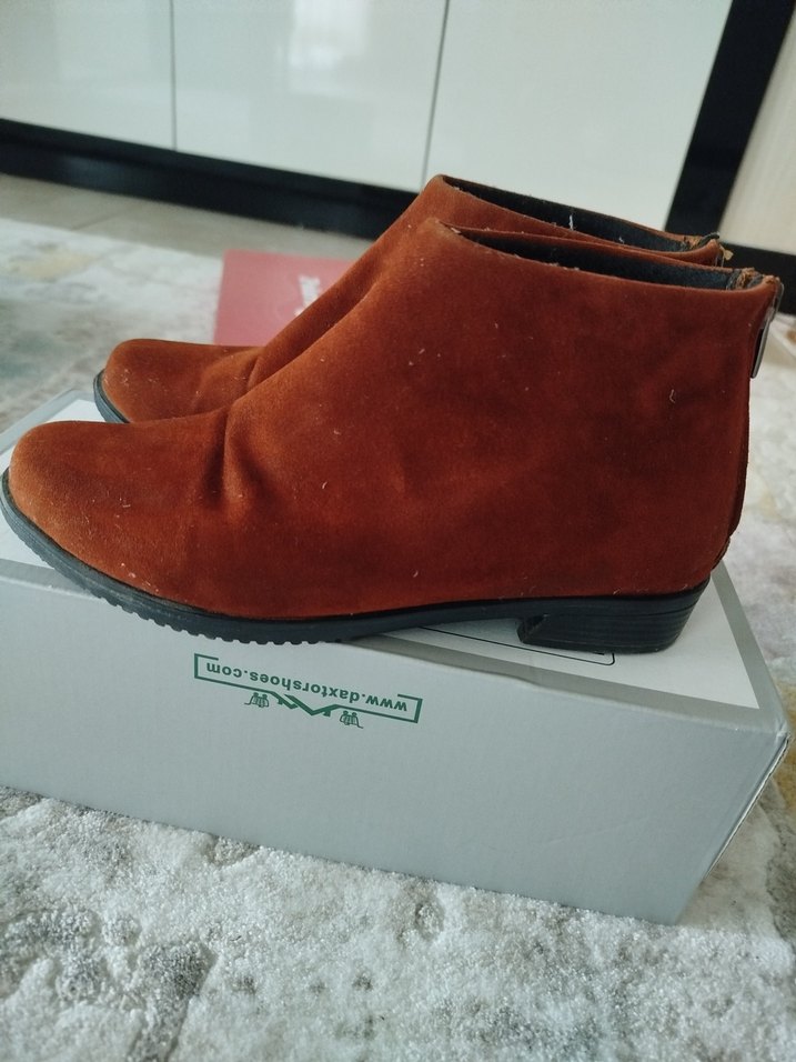 Kahverengi Süet Kadın Bot, Tokalı, Kalın Topuk - Görsel 4