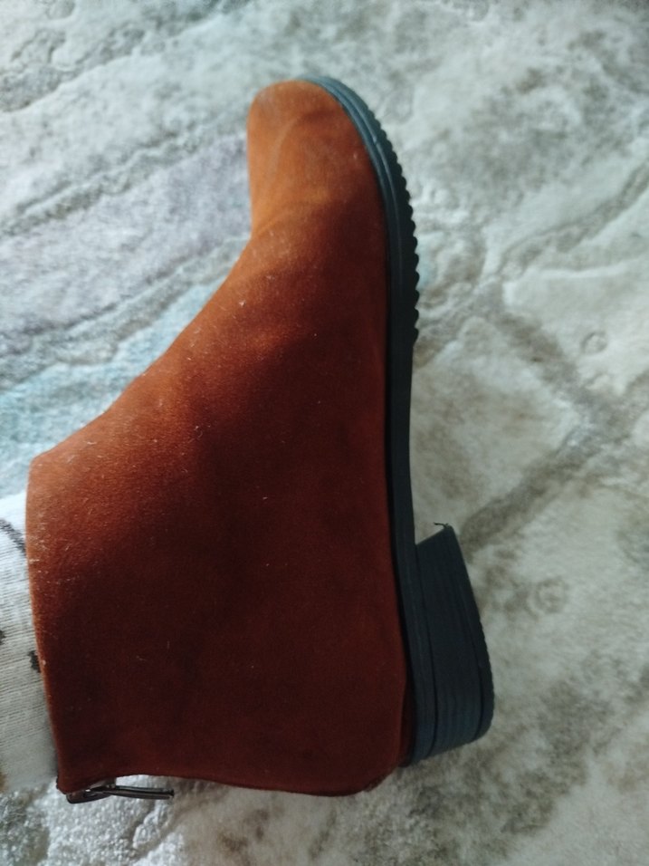 Kahverengi Süet Kadın Bot, Tokalı, Kalın Topuk - Görsel 5