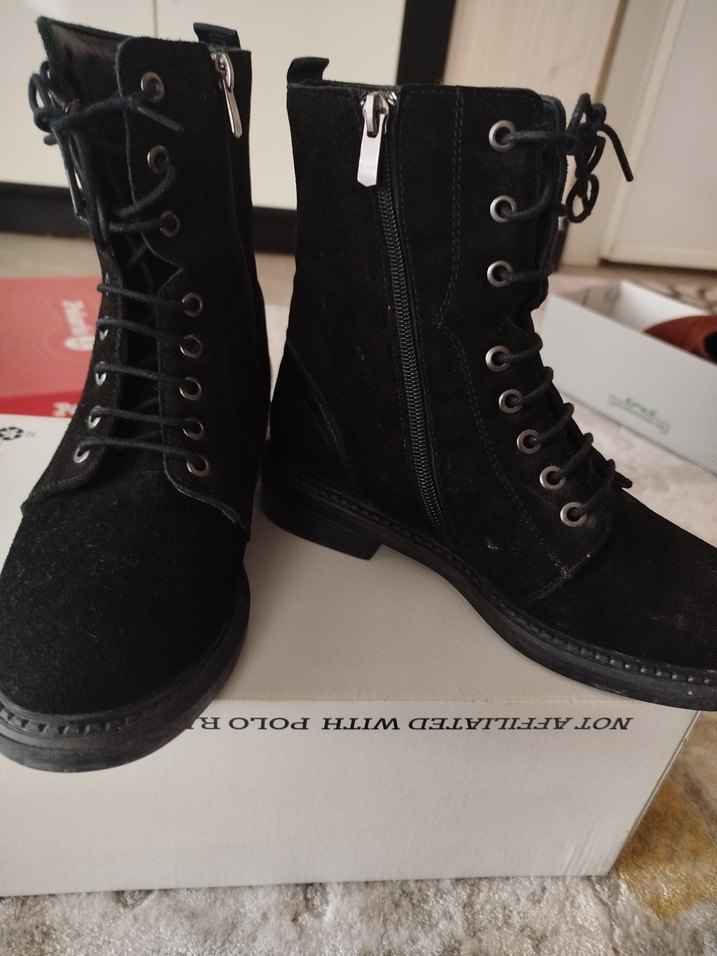 Siyah Süet Goth Tarzı Kadın Botu - Görsel 5