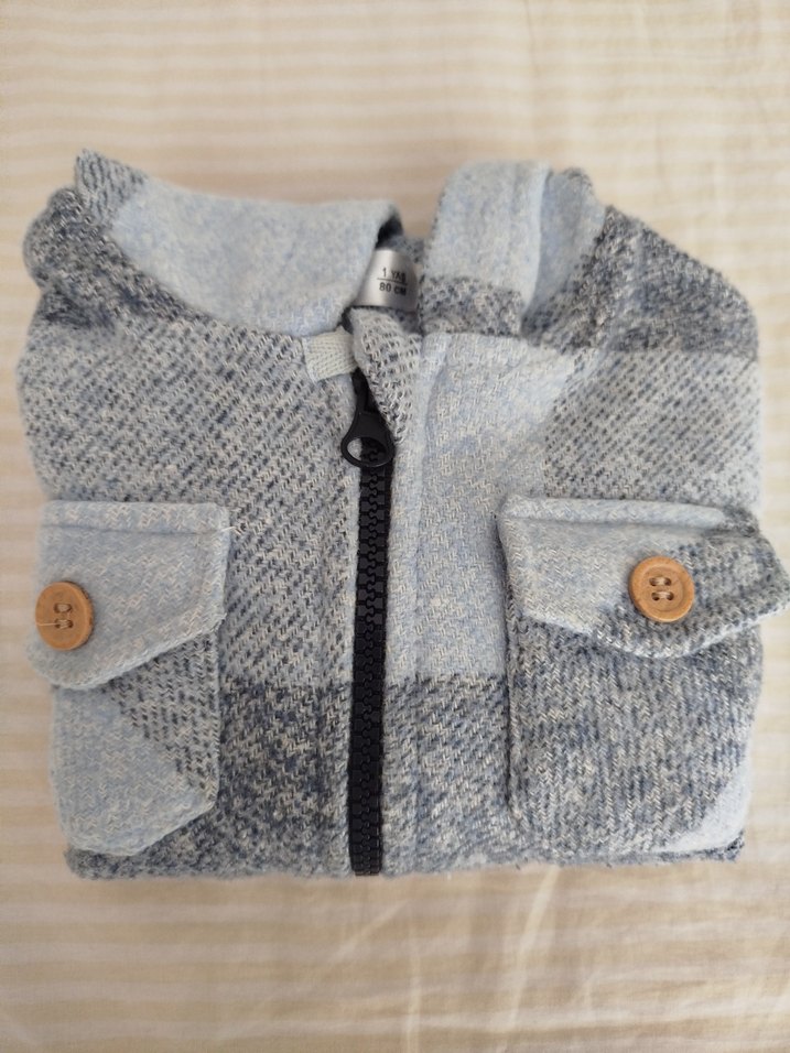 Kapüşonlu mavi Erkek Çocuk Ceket - Görsel 5