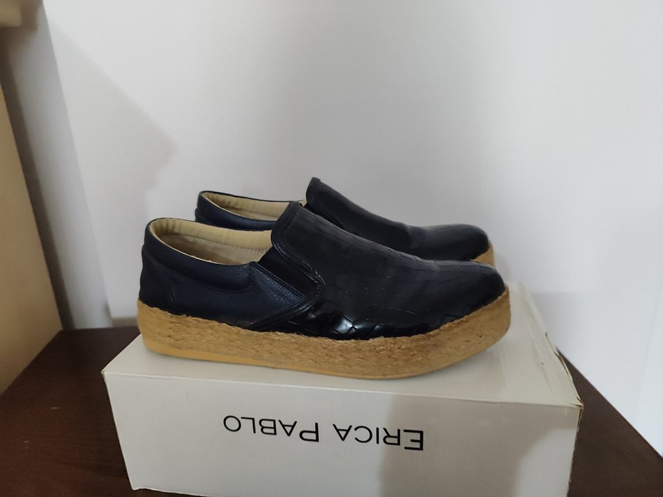 Parlak Mavi Yılan Desenli Dolgu Topuk Espadril - Görsel 3