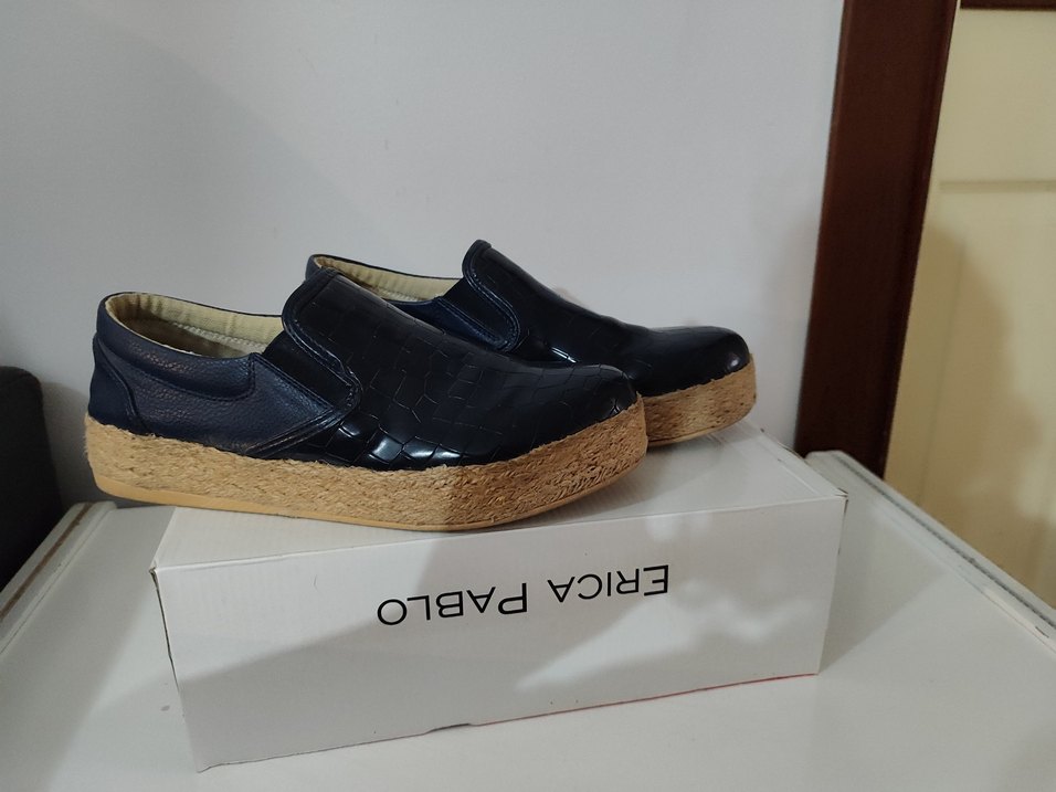 Parlak Mavi Yılan Desenli Dolgu Topuk Espadril - Görsel 2