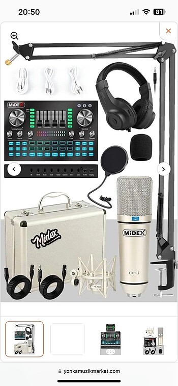Midex CX1 Diamond Set Efektli Ses Kartı Mikrofon Kulaklık Stand 