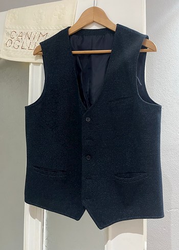 Düğmeli Erkek Gri Lacivert Yelek - Görsel 2
