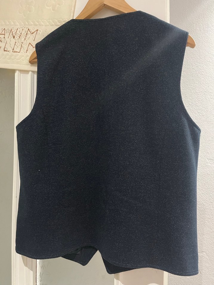 Düğmeli Erkek Gri Lacivert Yelek - Görsel 4