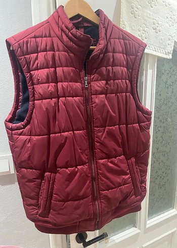 Bordo Fermuarlı Kolsuz Şişme Yelek Erkek - Görsel 2