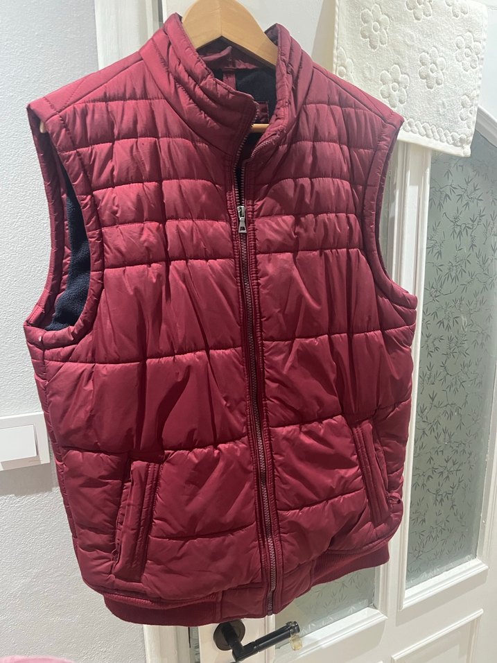 Bordo Fermuarlı Kolsuz Şişme Yelek Erkek - Görsel 2