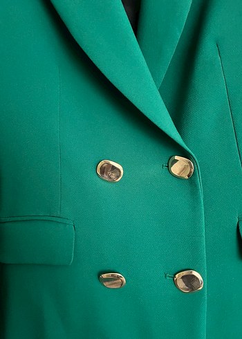 m Beden Yeşil Uzun Kol Düğmeli Kadın Blazer Elbise