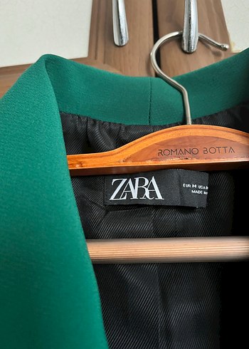 Zara Yeşil Uzun Kol Düğmeli Kadın Blazer Elbise