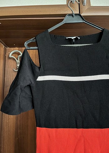 38 Beden Çizgili, Uzun, Sıkı Kesim Kadın Elbise