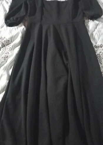 Siyah Uzun Drapeli Gotik Elbise