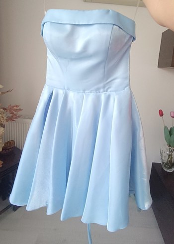 Mavi saten mezuniyet elbisesi (Düşünenler için fiyat konuşulur.) - Görsel 2