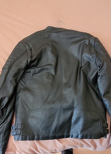 S Beden Mavi Suni Deri Ceket - Görsel 2