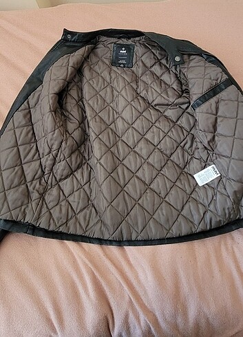 S Beden Mavi Suni Deri Ceket - Görsel 3