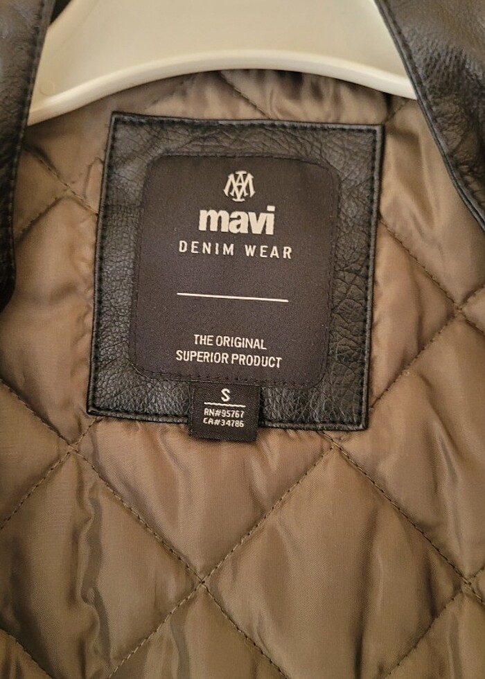 S Beden Mavi Suni Deri Ceket - Görsel 4