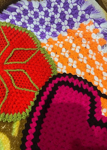 Renkli Örgü Banyo Lifleri (4 adet) - Görsel 2