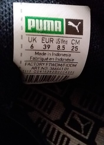 39 Beden siyah Renk Puma ayakkabı