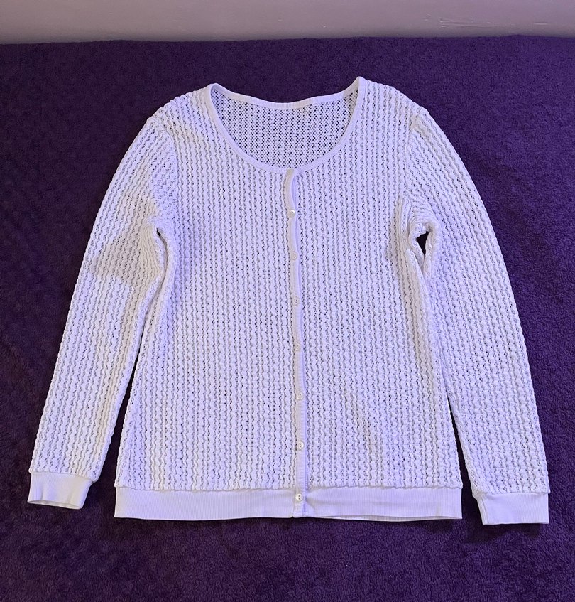 Beyaz Örgü Kadın Hırka Uzun Kollu - Görsel 2