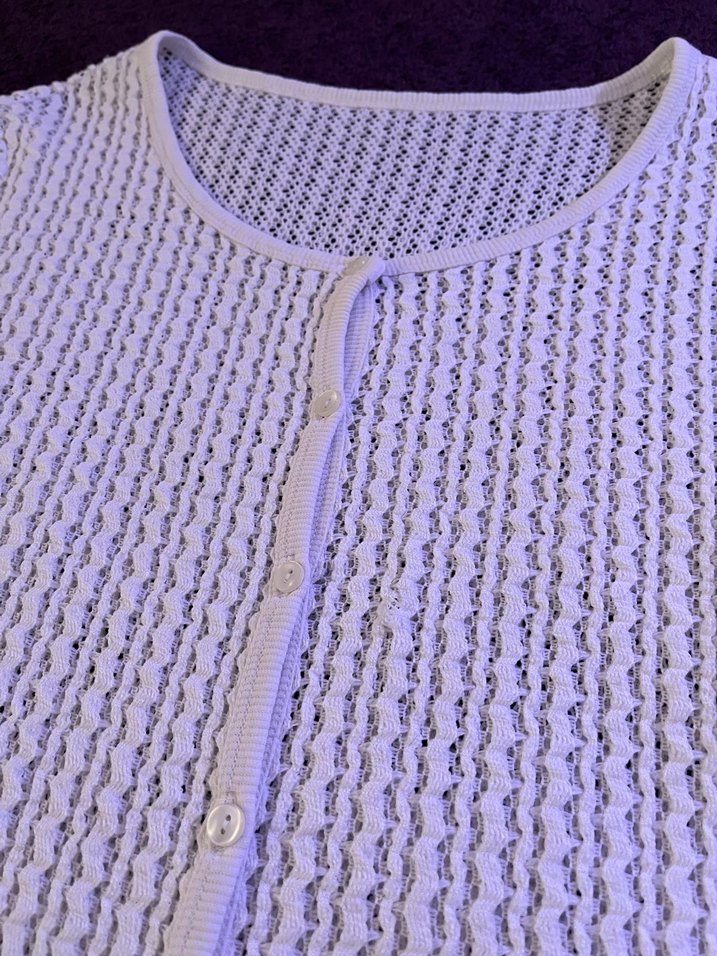 Beyaz Örgü Kadın Hırka Uzun Kollu - Görsel 4