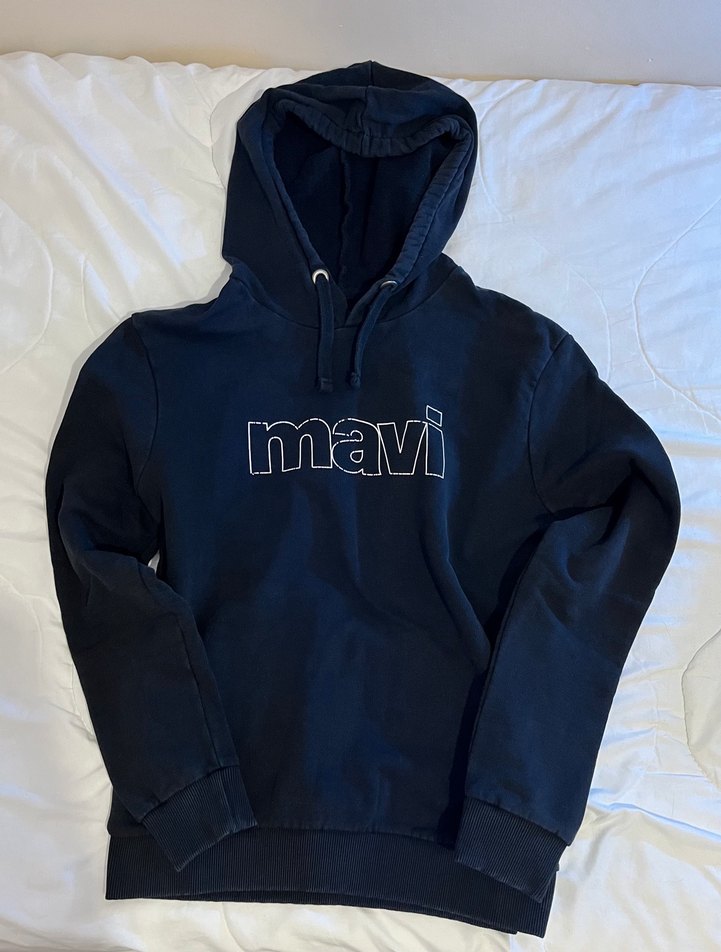 Mavi Siyah Kapüşonlu Fermuarlı Sweatshirt - Görsel 2