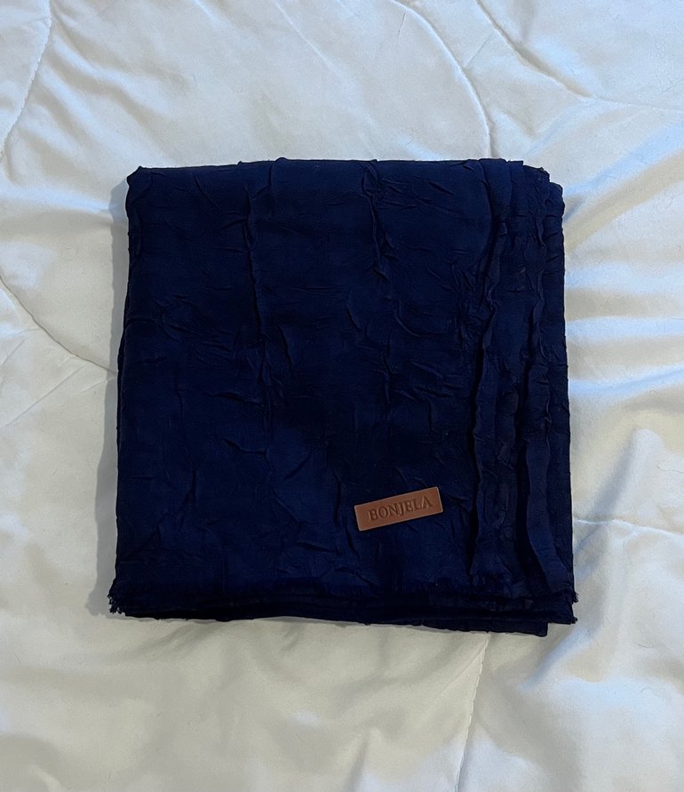 Pamuk Kraş Şal Lacivert&Gri - Görsel 2