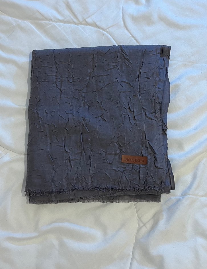 Pamuk Kraş Şal Lacivert&Gri - Görsel 3