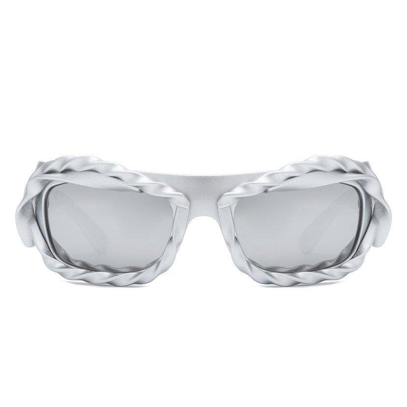 Chrome Y2k Gümüş Unisex Gözlük - Görsel 3