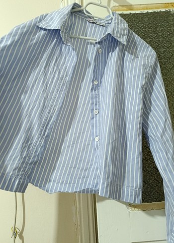 Düğmeli Mavi Kadın Gömlek - Görsel 2