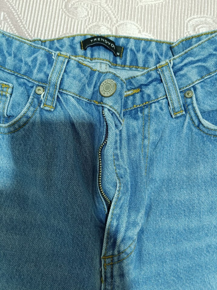 Kadın Gri Regular Fit Midi Denim Jean - Görsel 2