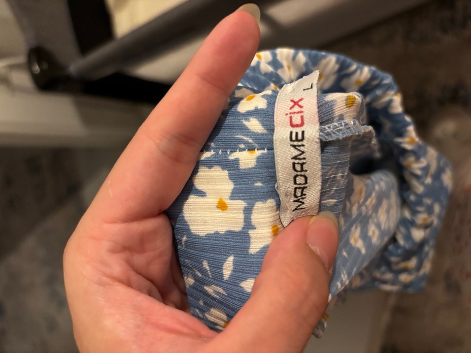 Mavi Çiçek Desenli Salaş Midi Etek - Görsel 2