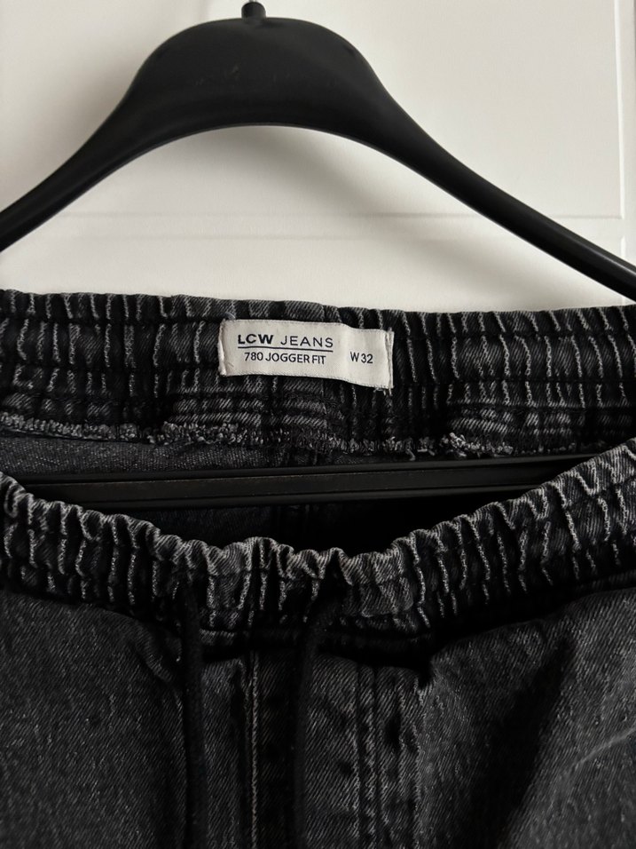 Erkek Siyah Bol Kesim Kot Pantolon - Görsel 2