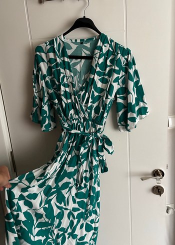 Yeşil Desenli Bohem Uzun Elbise - Görsel 2