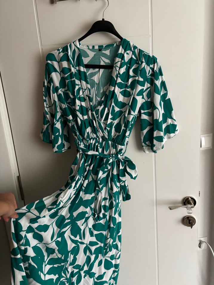 Yeşil Desenli Bohem Uzun Elbise - Görsel 2